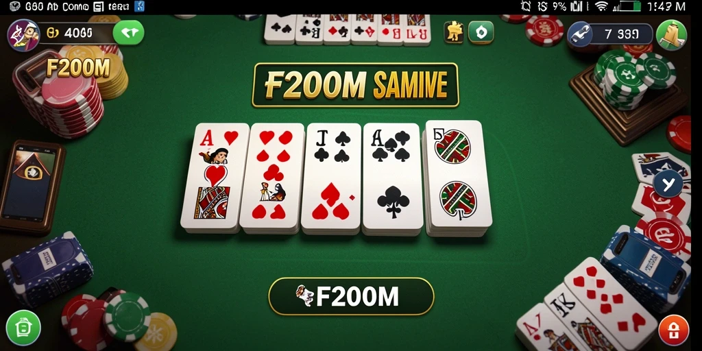 Screenshot gameplay F200M menampilkan aksi seru permainan domino.