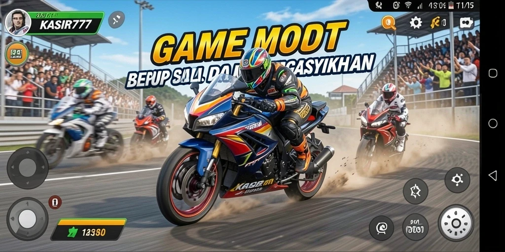 Tampilan gameplay KASIR777 yang mendebarkan dalam balapan motor.