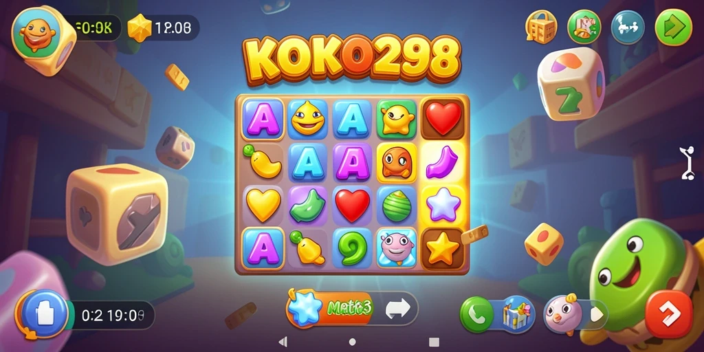 Tampilan gameplay KOKO288 yang menarik dengan mode match-3 seru.