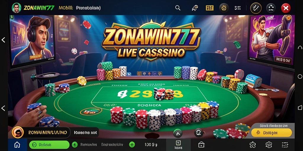 Tampilan gameplay seru di ZONAWIN777 dengan dealer langsung dan suasana kasino.